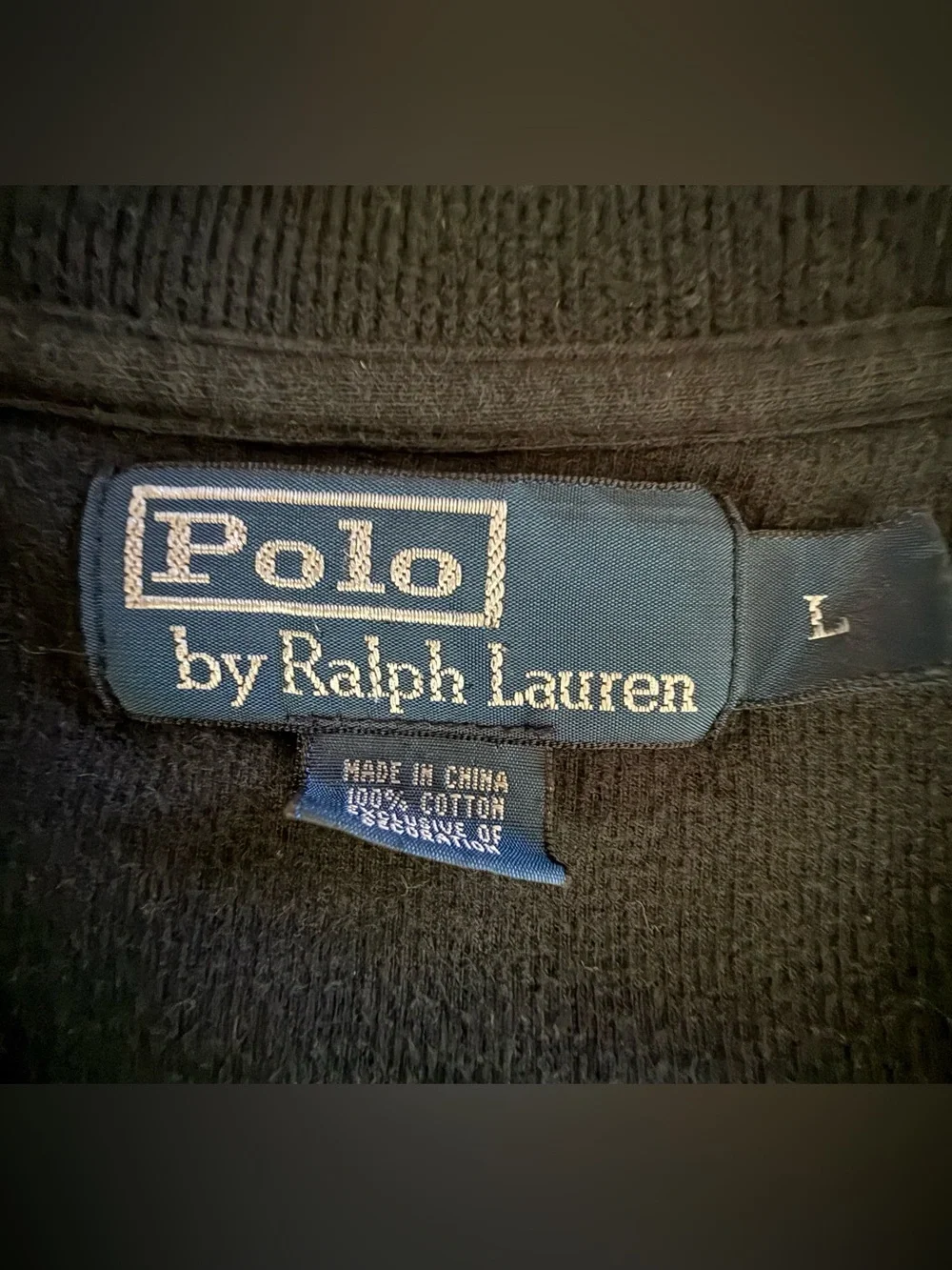 Polo Ralph Lauren Black Quarter Zip Pullover Sweater Red Pony Men’s Large